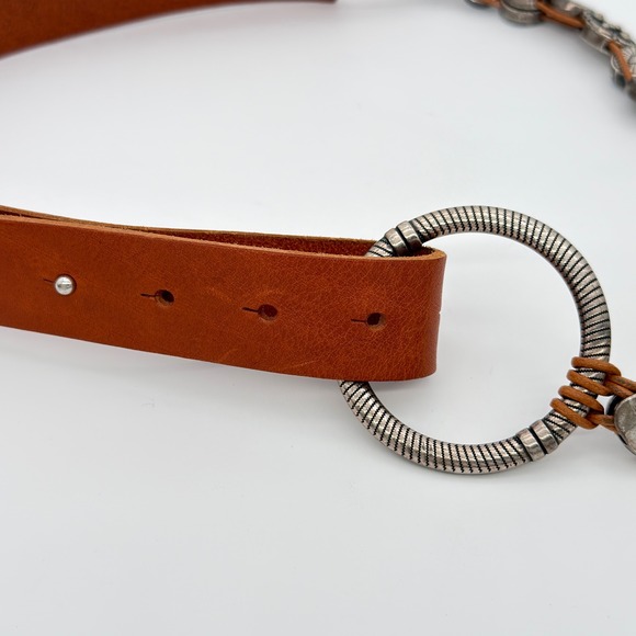 Antoniazzi Firenze Italian Leather Concho Belt Brown Ring Western Boho M NWOT - Picture 5 of 6